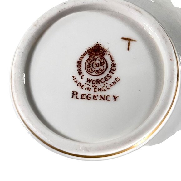 Royal Worcester Regency Red Cream Soup Cup Saucer Set Ruby Gold Trim Bone China - Picture 6 of 12